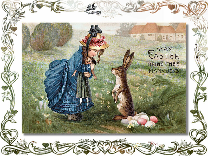Girl with Doll and Rabbit
