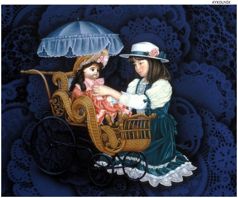 Girl with Doll Carriage