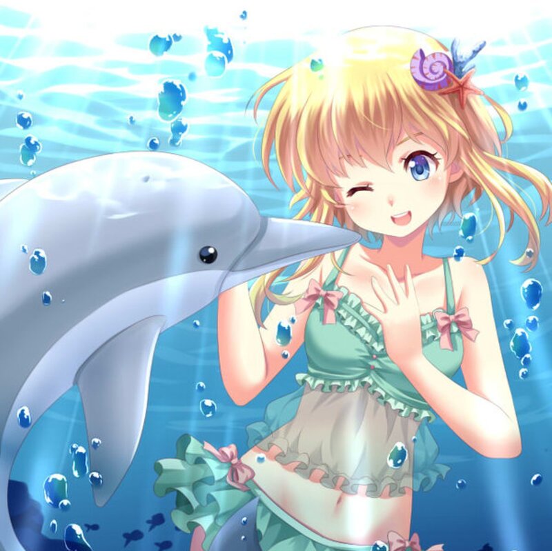 Girl with Dolphin — Blue