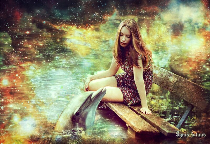 Girl with Dolphin — Green