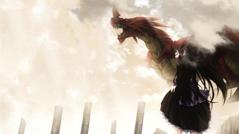 Girl with Dragon — Black, Dramatic, Anime