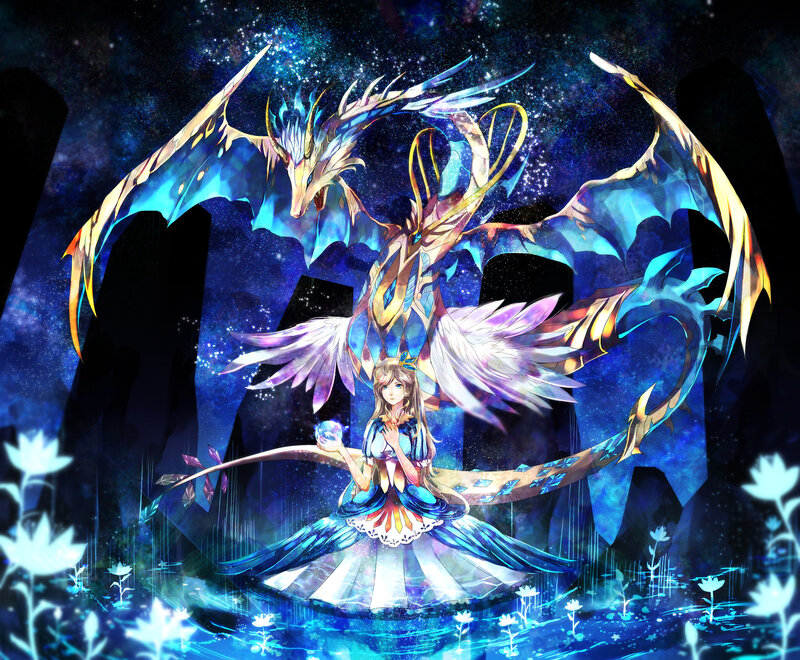 Girl with Dragon — Blue, Fantasy