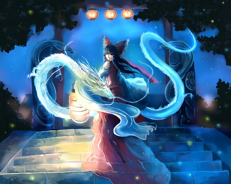 Girl with Dragon — Blue, Serene