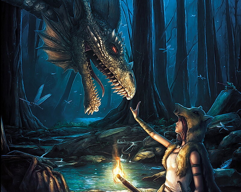 Girl with Dragon — Blue