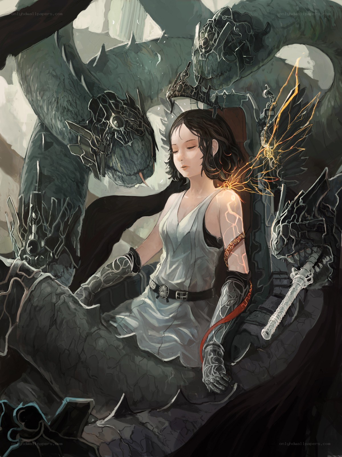 girl with dragon creatures