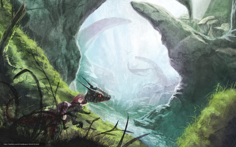 Girl with Dragon — Green, Mysterious