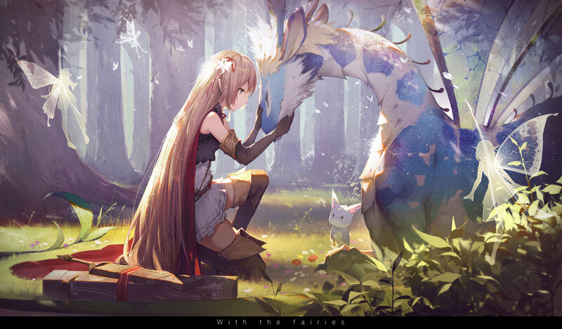 Girl with Dragon — Green, Serene, Afternoon