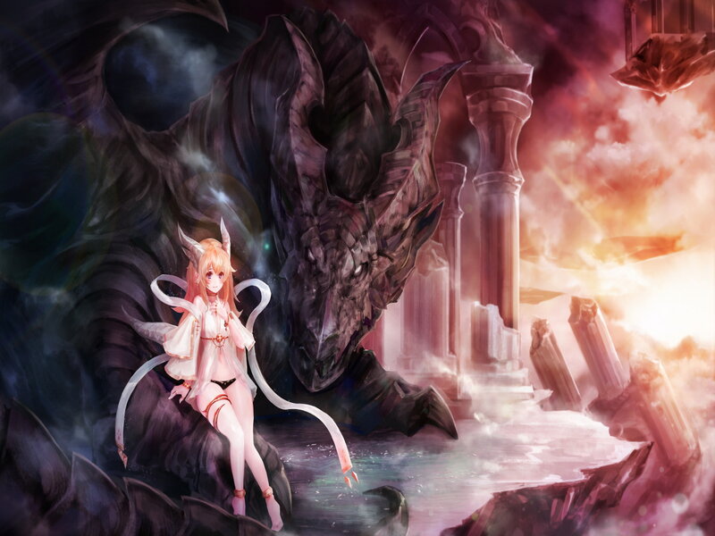 Girl with Dragon — Pink