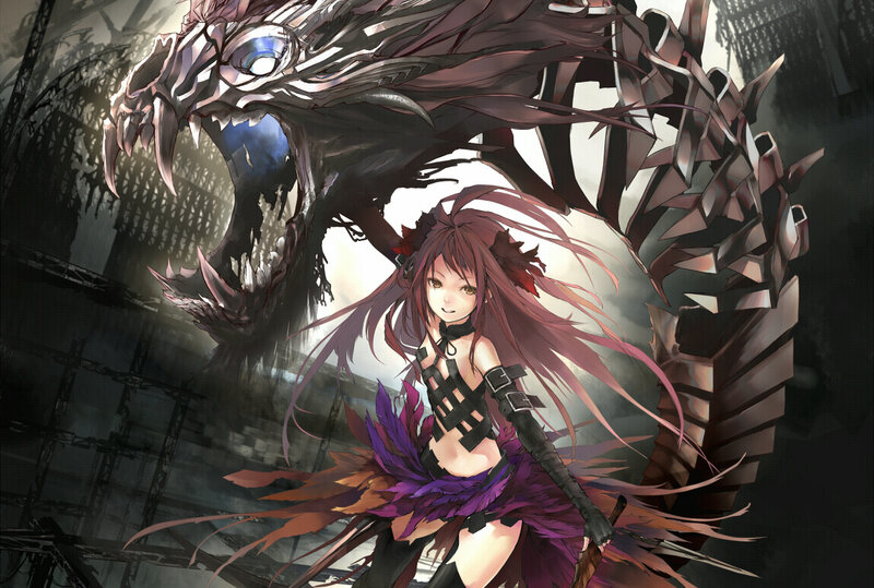 Girl with Dragon — Purple, Dramatic