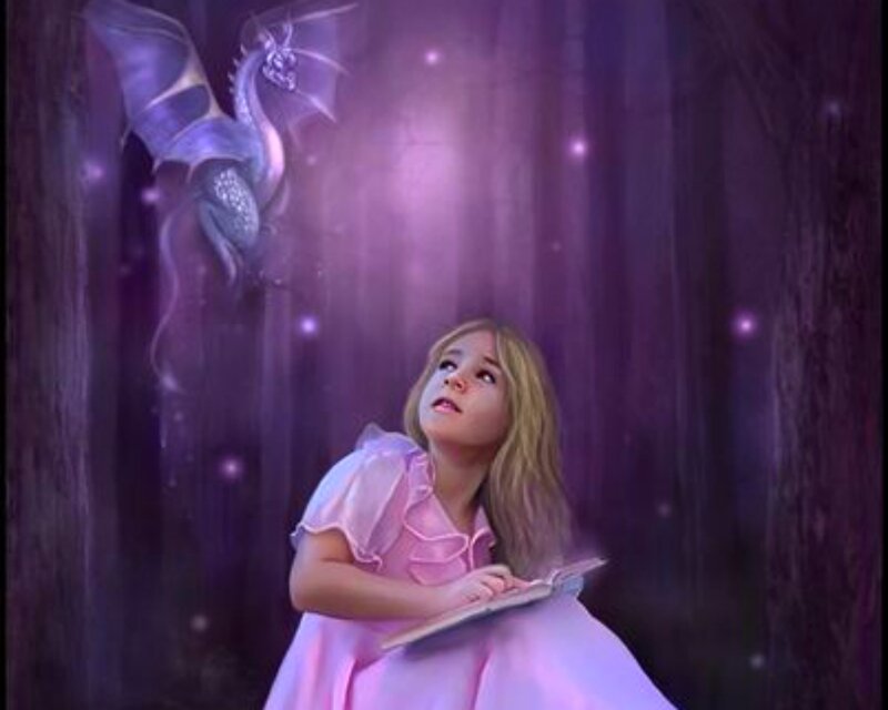 Girl with Dragon — Purple, Magical