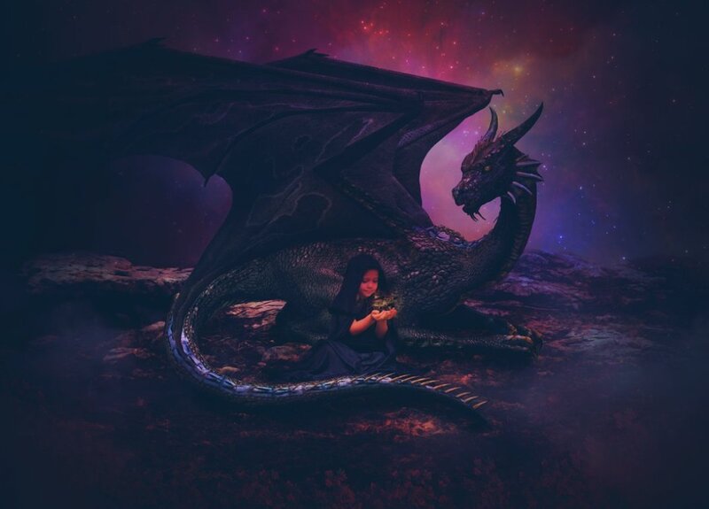Girl with Dragon — Purple