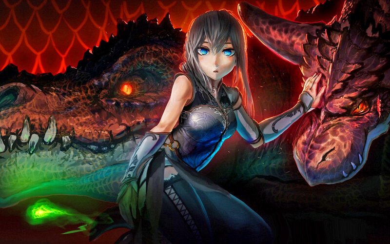 Girl with Dragon — Red, Dramatic