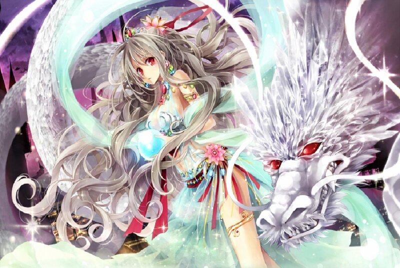 Girl with Dragon — White