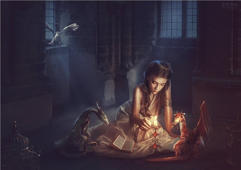 Girl with Dragons — Brown