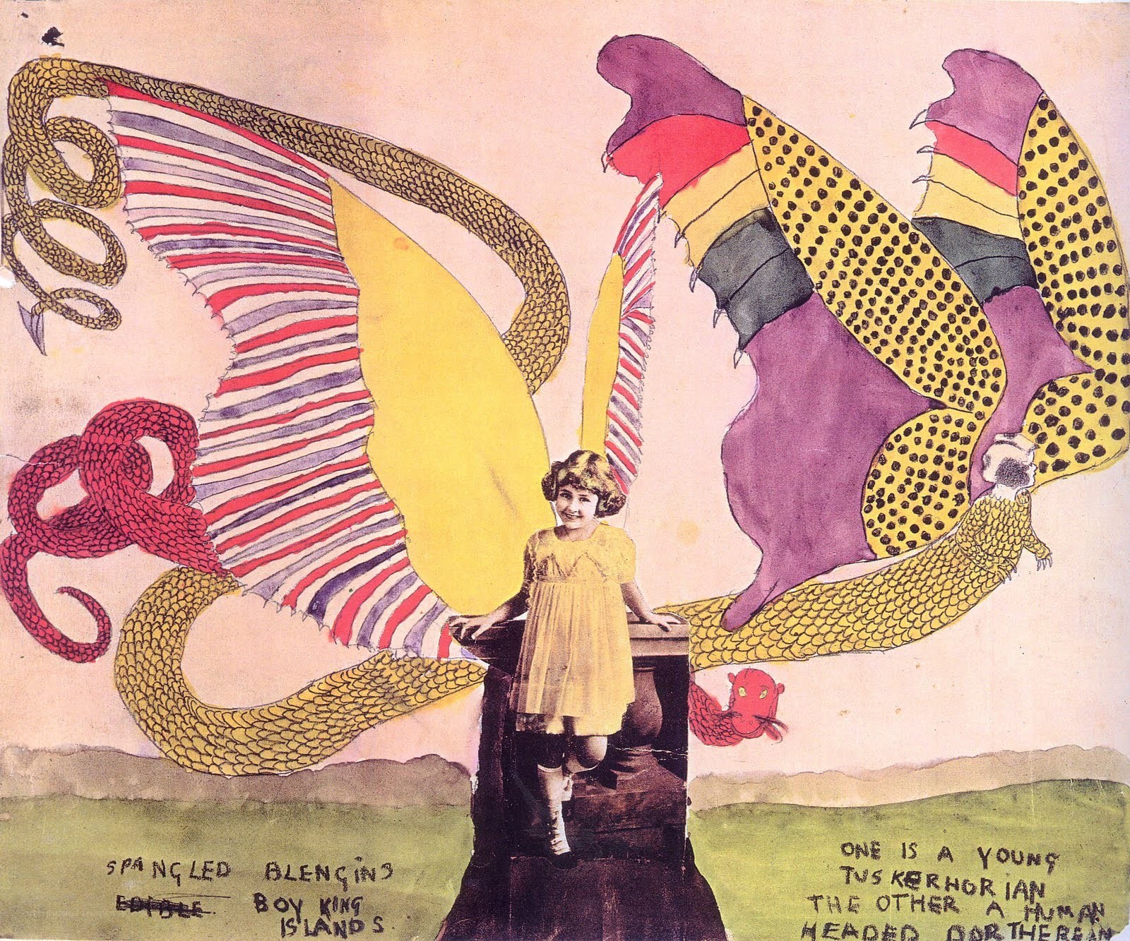 girl with dragons illustration