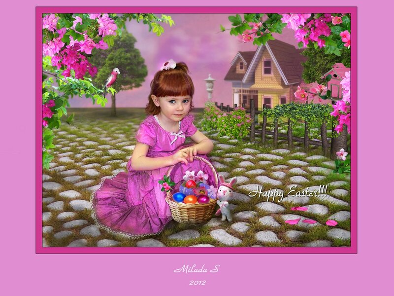Girl with Easter Basket — Pink