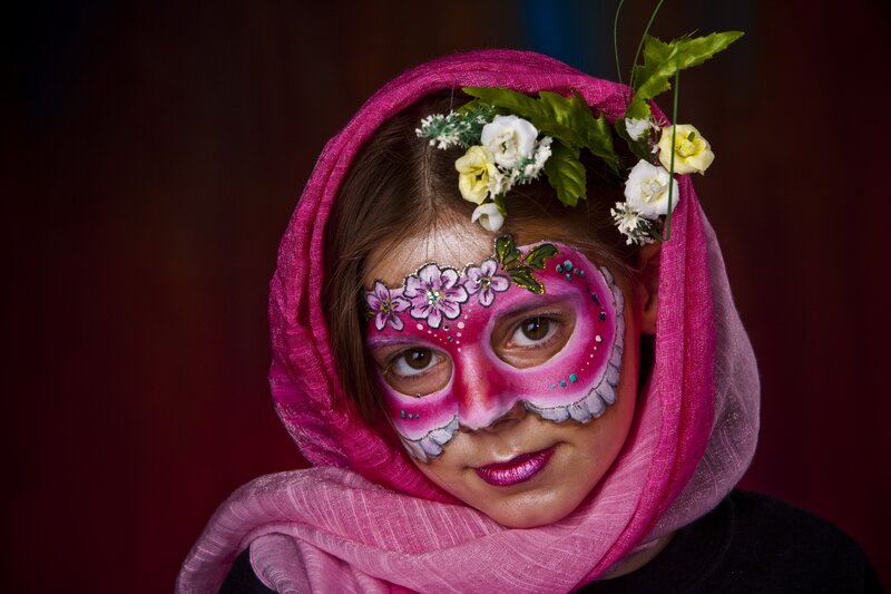 Girl with Face Paint — Pink, Dramatic