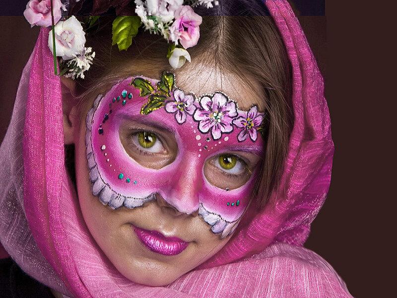 Girl with Face Paint — Pink, Festive