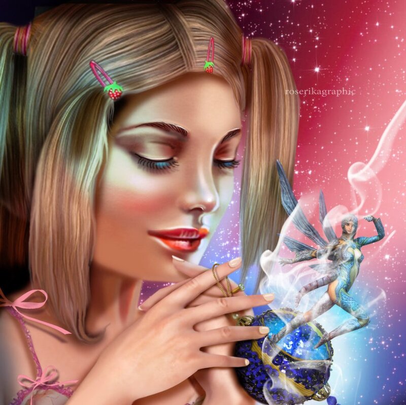 Girl with Fairy — Pink