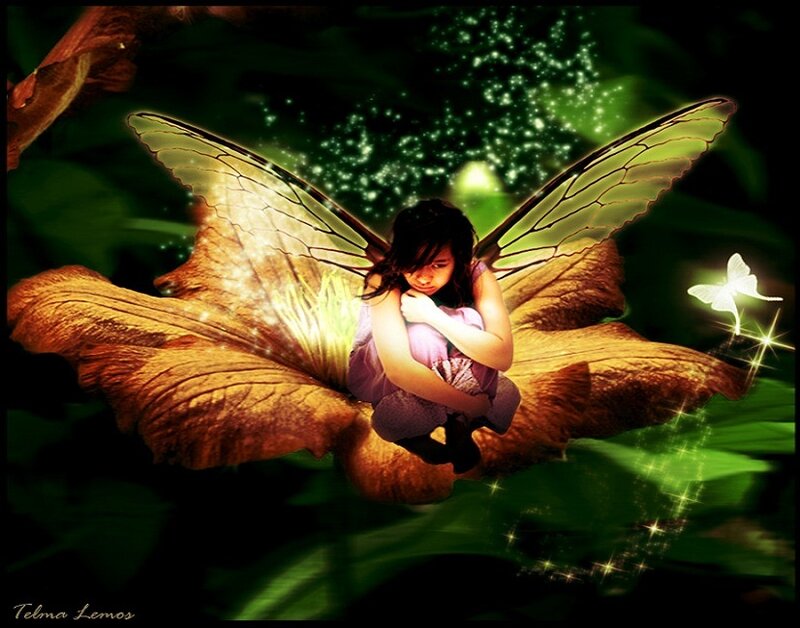 Girl with Fairy Wings — Green