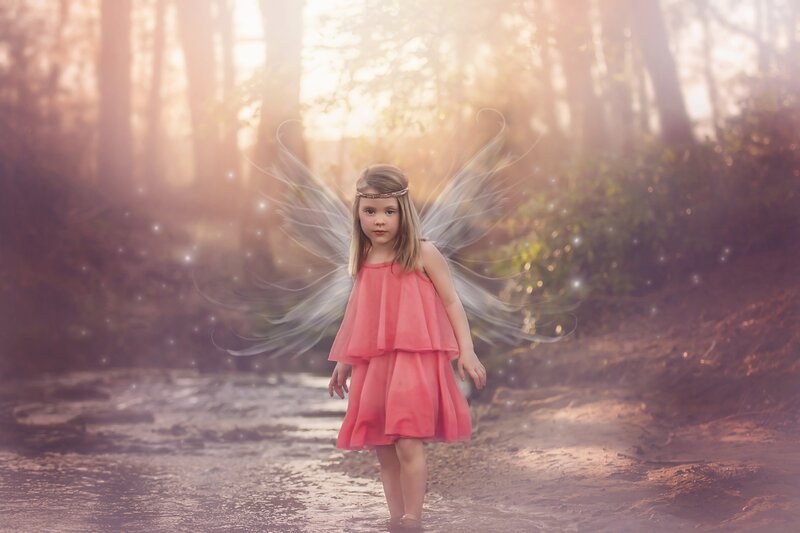 Girl with Fairy Wings — Pink, Serene