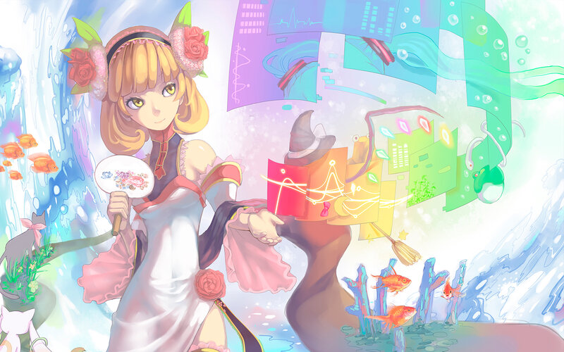 Girl with Fan and Fish