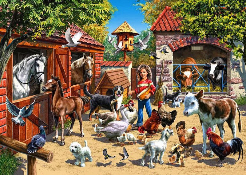 Girl with Farm Animals