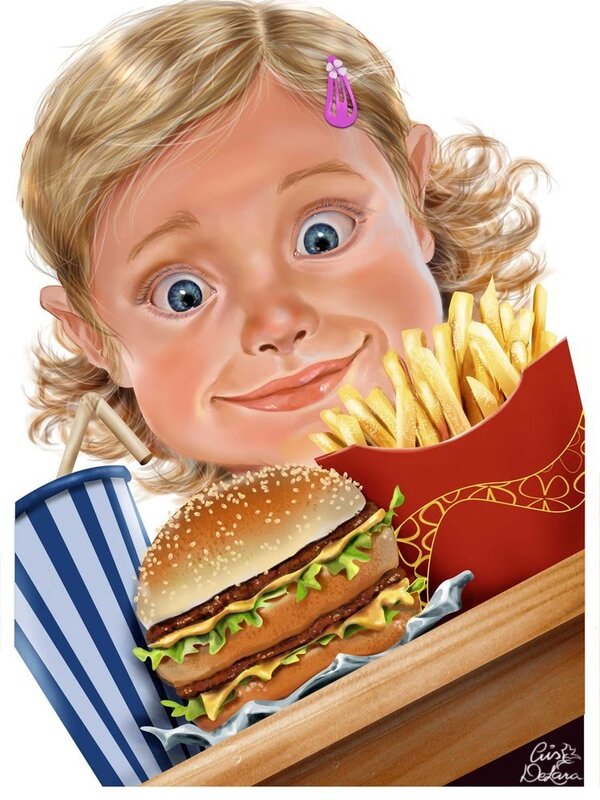 Girl with fast food