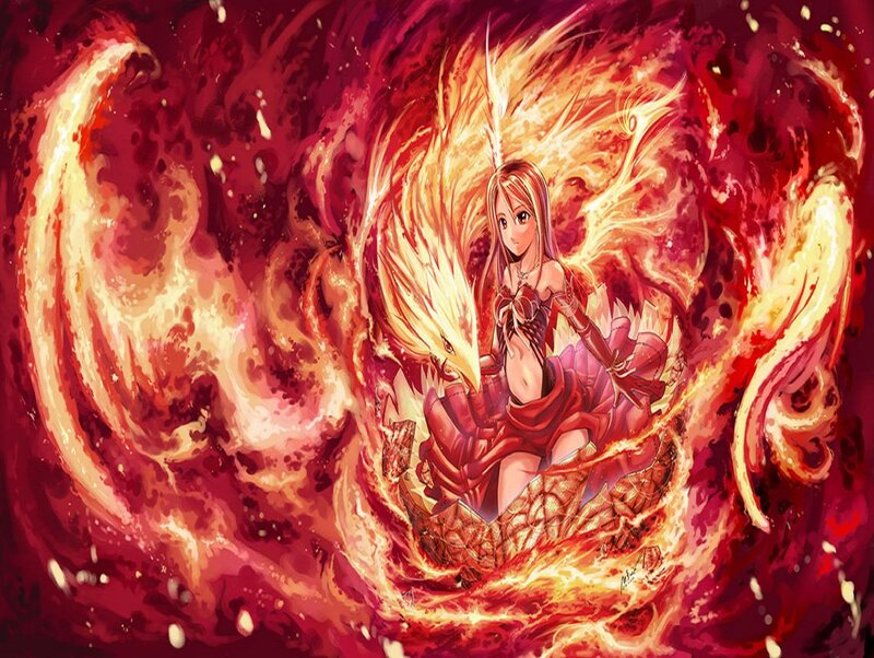 Girl with Fire Dragon — Red