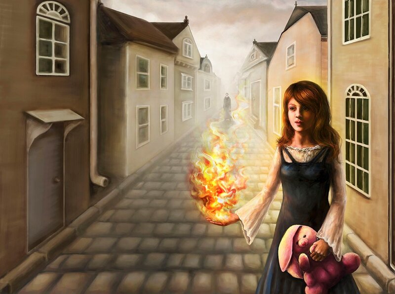 Girl with Fire in Hand
