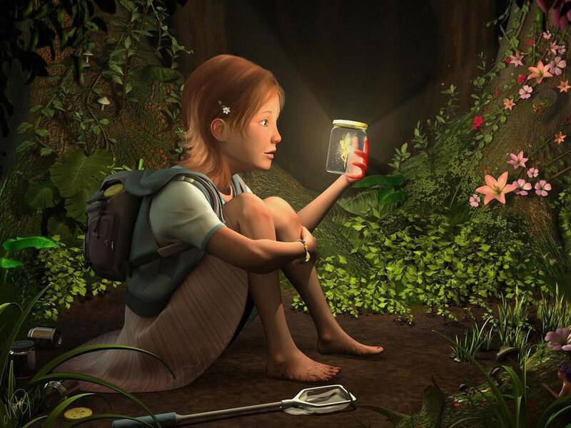 Girl with firefly jar