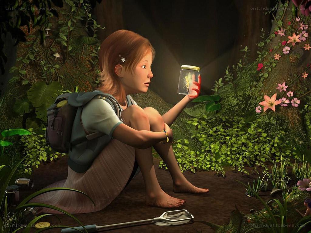 Girl with firefly jar