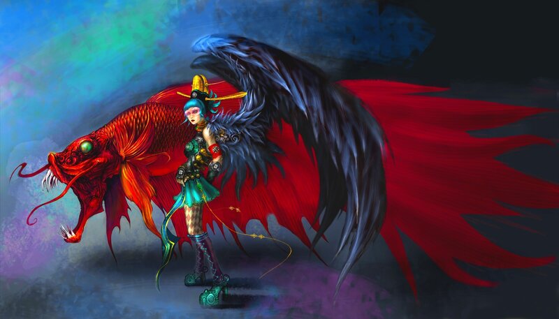 Girl with Fish and Wings