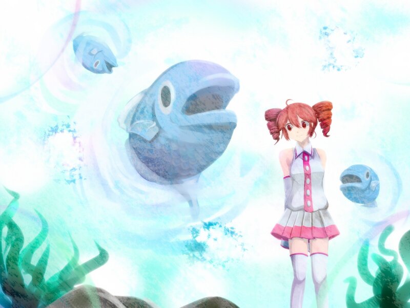 girl with fish in underwater scene