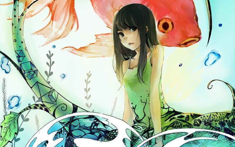 Girl with Fish in Water