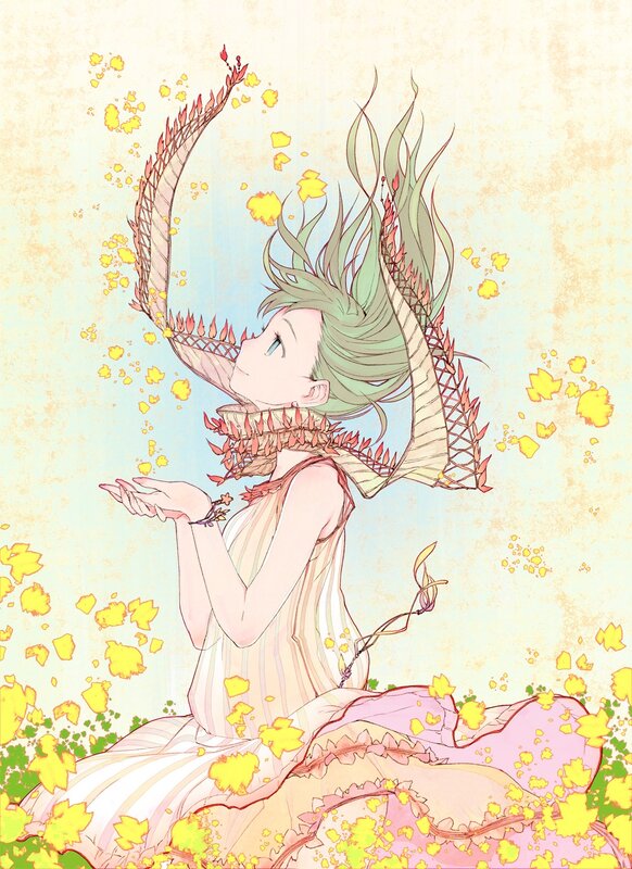 girl with floral crown and petals