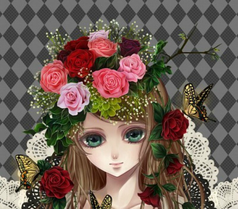 Girl with Floral Crown — Pink