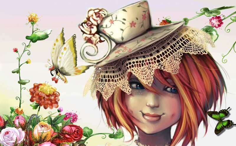 Girl with Floral Hat