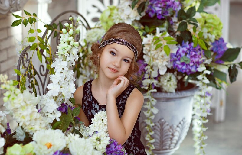Girl with Floral Headband