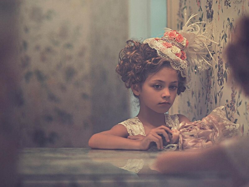 Girl with Floral Headpiece — Beige