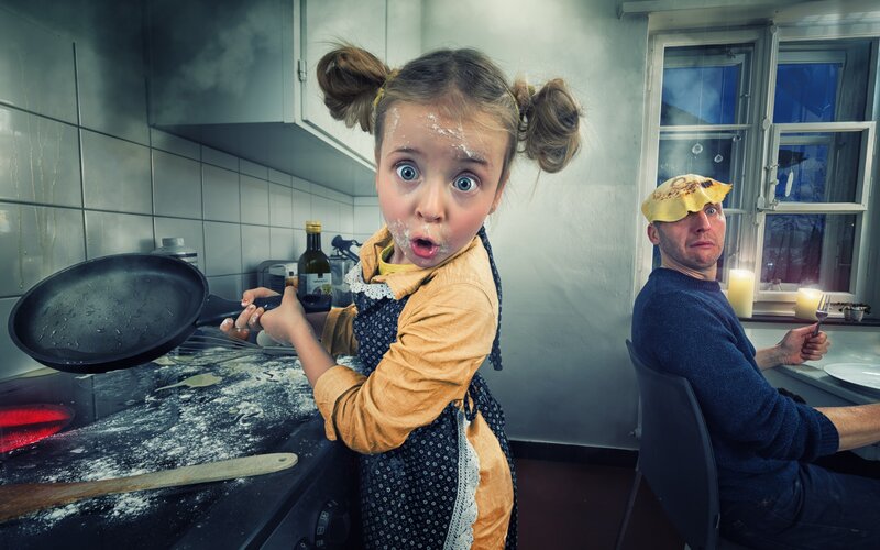 Girl with Flour on Face