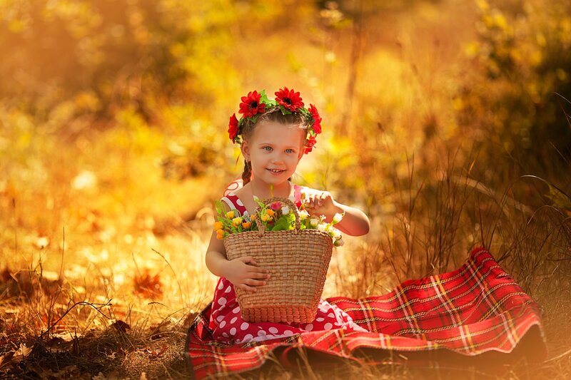 Girl with Flower Basket