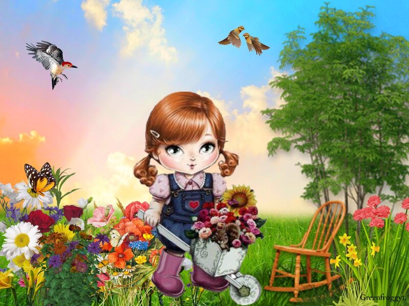 Girl with Flower Cart