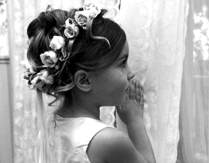 Girl with Flower Crown — Black, Serene