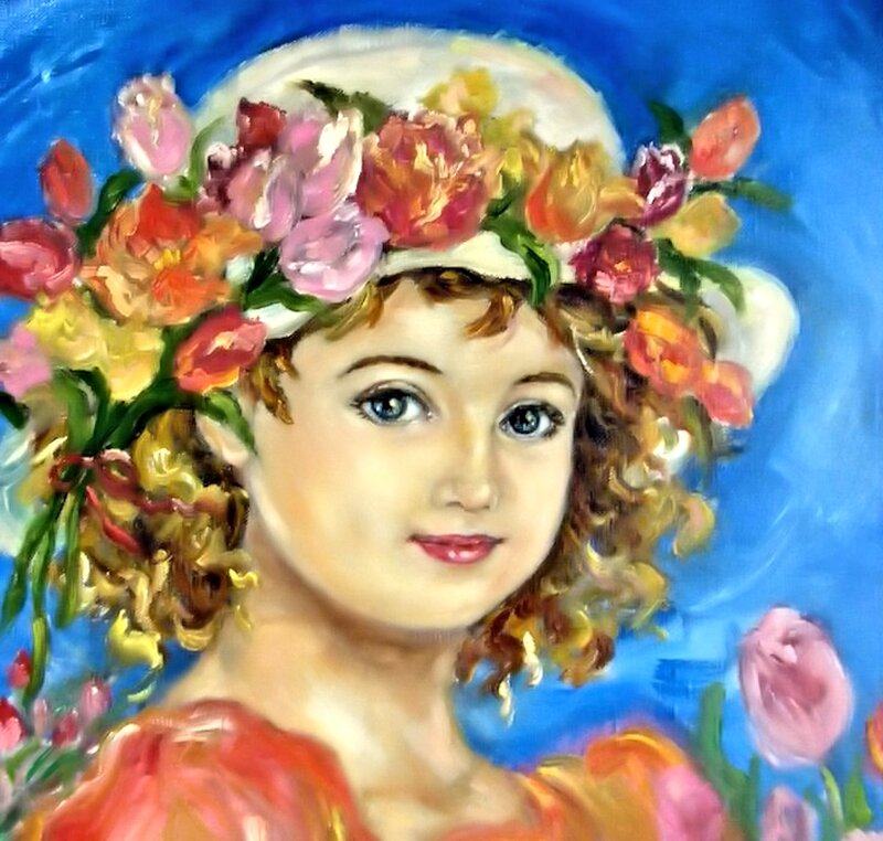 Girl with Flower Crown — Blue, Serene, Spring