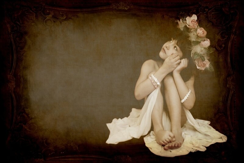 Girl with Flower Crown — Brown, Dreamy