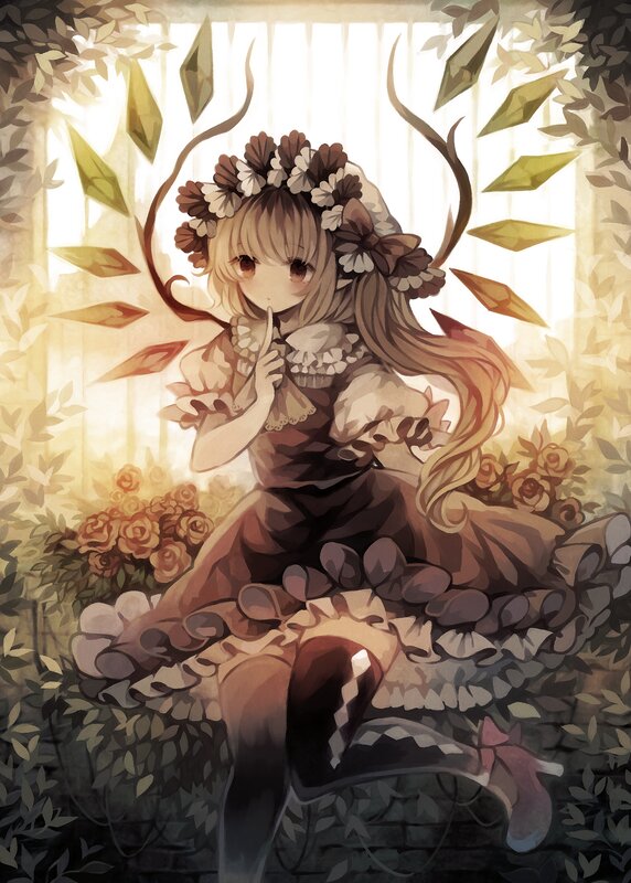 Girl with Flower Crown — Brown, Serene, Afternoon, Digital Art