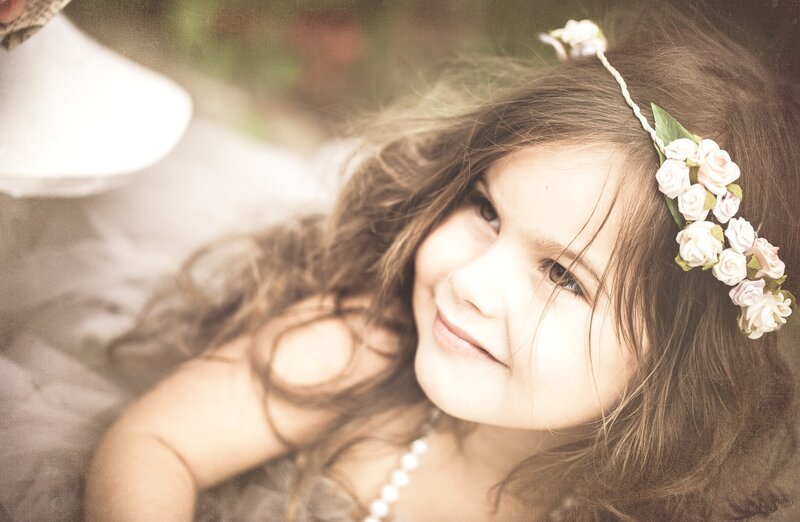Girl with Flower Crown — Brown, Serene