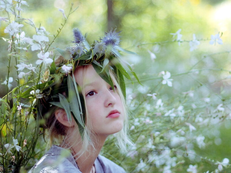 Girl with Flower Crown — Green, Serene