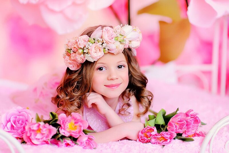 Girl with Flower Crown — Pink, Playful